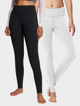 Black and white thermal fleece lined yoga leggings with high waistband (2-Pack) #color_Blue/White