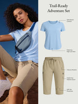 Trail-Ready Adventure Set: UPF 50+ capris & soft tee for hiking.