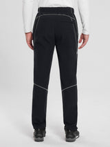 Men's black fleece mountain pants with elastic waist, contrast stitching, and zippered ankles. #color_Gray