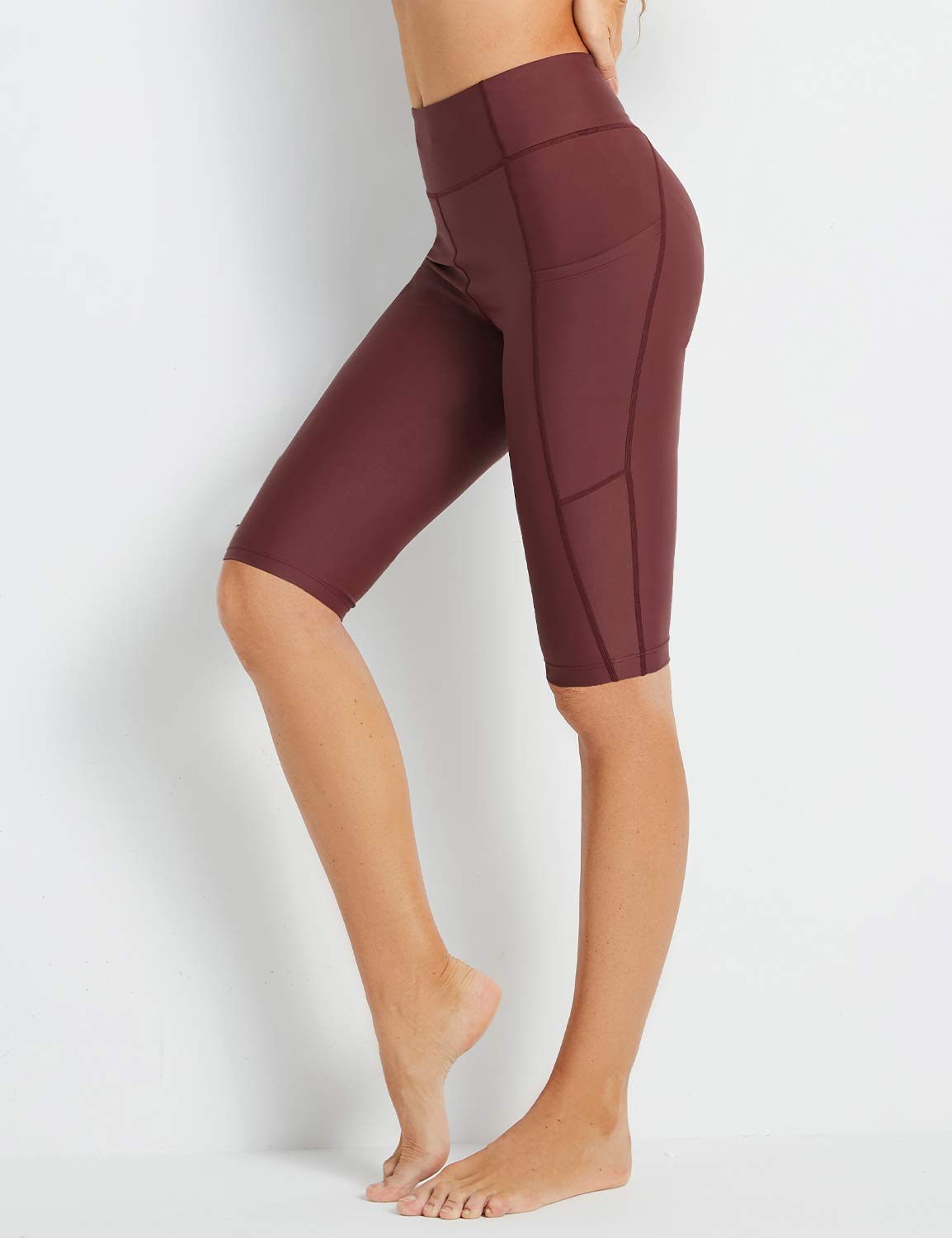 Maroon Flyleaf UPF50+ high-rise swim shorts with side pockets and built-in liner.