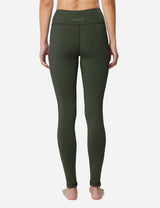 Baleaf Women's Mid-Rise Fleece Lined Basic Yoga & Workout Leggings abh018 Army-Green Back