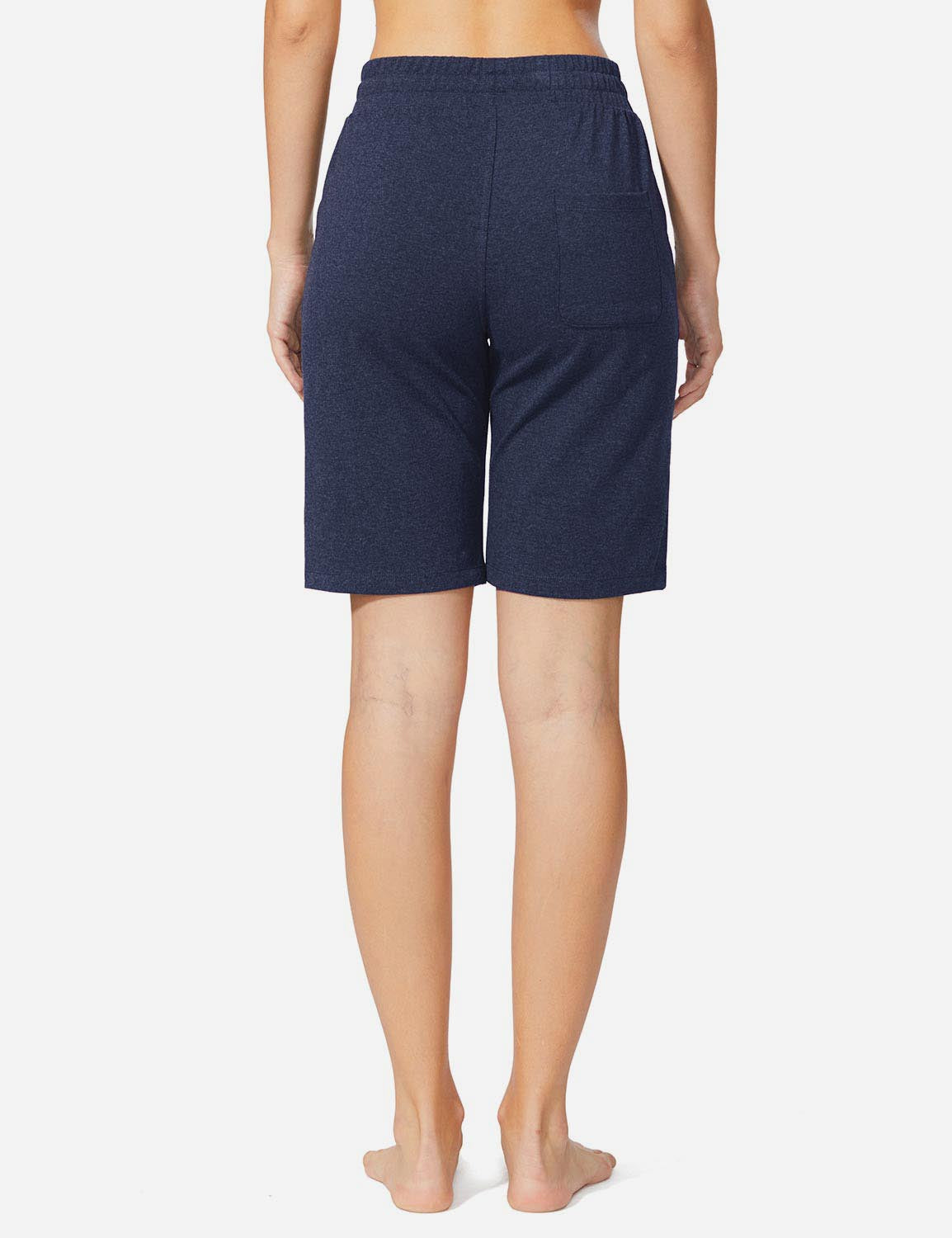 Baleaf Women's Mid-Rise Cotton Pocketed Bermuda Shorts abh104 Charcoal Back
