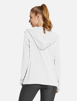 White Laureate women's UPF 50+ cooling hooded zip-up jacket from the back