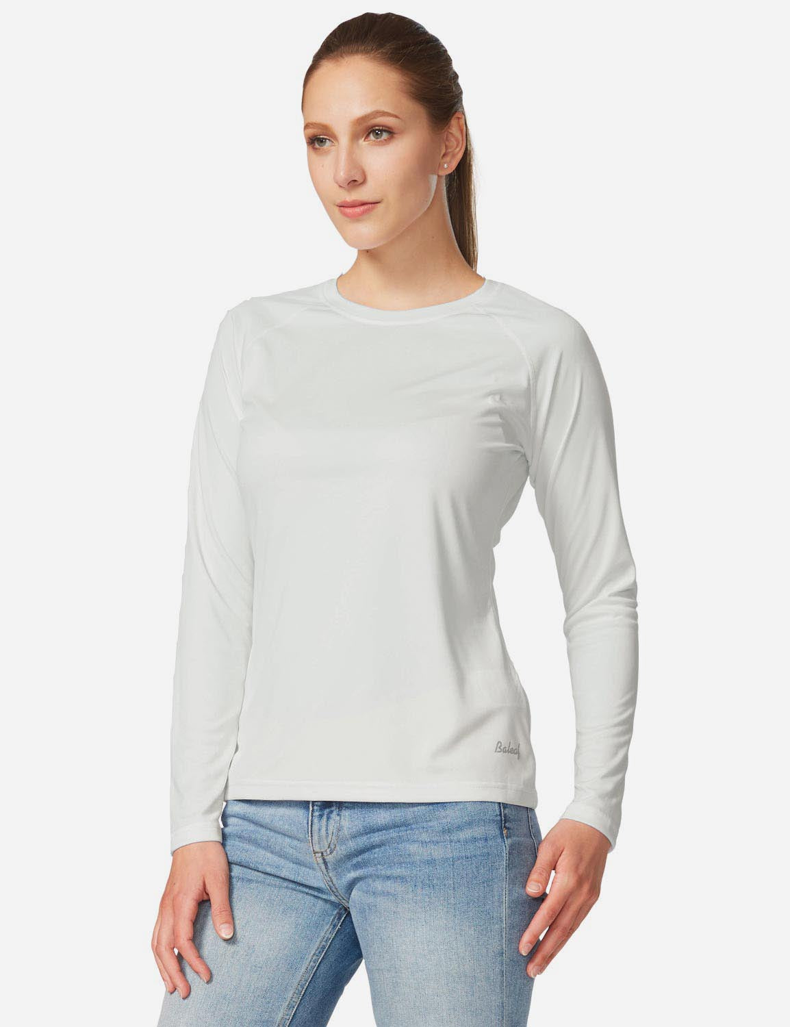 White UPF50+ long sleeve sun shirt for hiking and travel #color_White