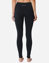 Baleaf Women's Mid-Rise Fleece Lined Basic Yoga & Workout Leggings abh018 Black Back