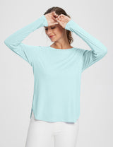 Light blue UPF 50+ long sleeve shirt with thumb holes and side slits #color_Spa Retreat